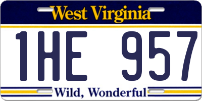 WV license plate 1HE957