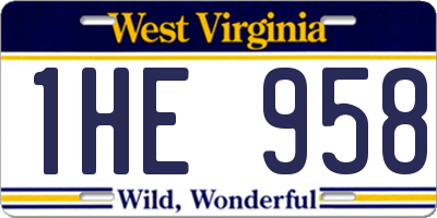 WV license plate 1HE958