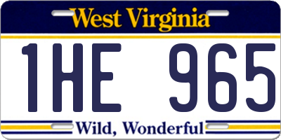 WV license plate 1HE965