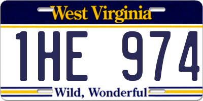 WV license plate 1HE974