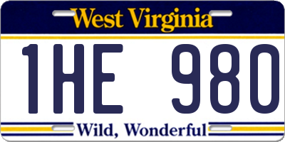 WV license plate 1HE980