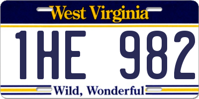 WV license plate 1HE982