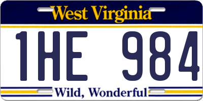 WV license plate 1HE984
