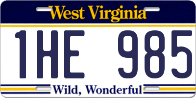 WV license plate 1HE985