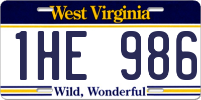WV license plate 1HE986