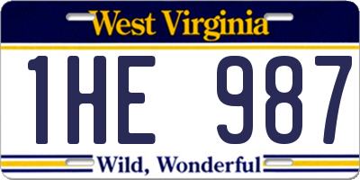 WV license plate 1HE987