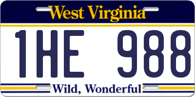 WV license plate 1HE988