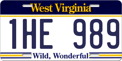 WV license plate 1HE989