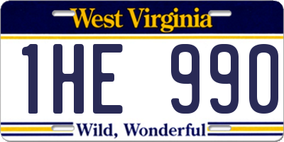 WV license plate 1HE990