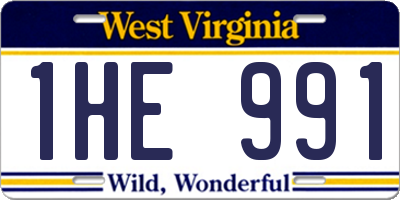 WV license plate 1HE991