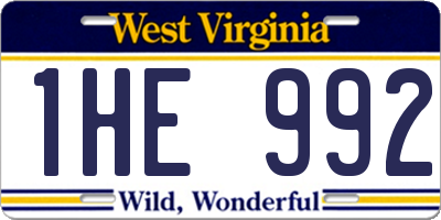 WV license plate 1HE992