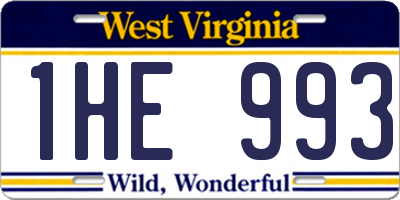WV license plate 1HE993