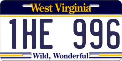 WV license plate 1HE996