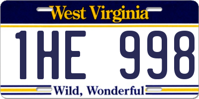 WV license plate 1HE998