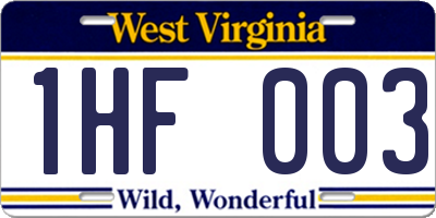 WV license plate 1HF003