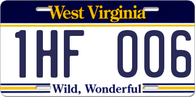 WV license plate 1HF006