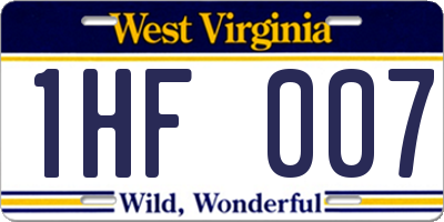 WV license plate 1HF007