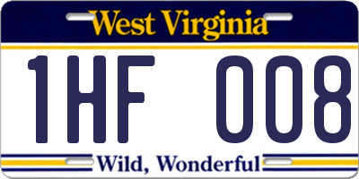 WV license plate 1HF008