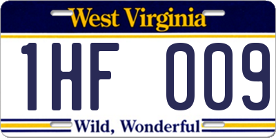 WV license plate 1HF009