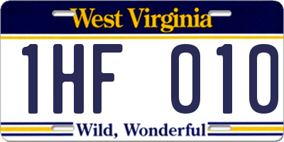 WV license plate 1HF010