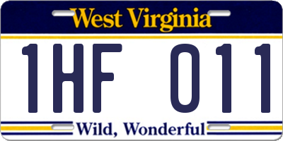 WV license plate 1HF011
