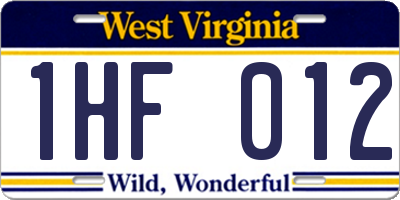 WV license plate 1HF012