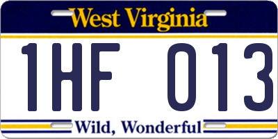 WV license plate 1HF013