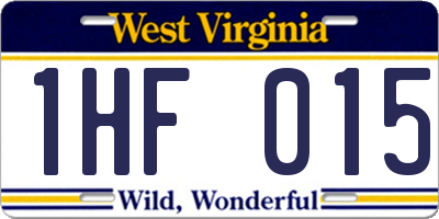 WV license plate 1HF015