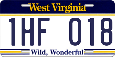 WV license plate 1HF018