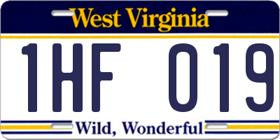 WV license plate 1HF019