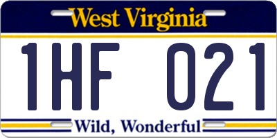 WV license plate 1HF021
