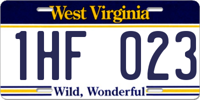WV license plate 1HF023