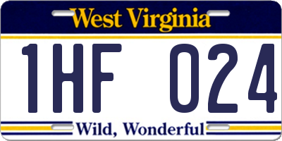 WV license plate 1HF024