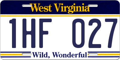 WV license plate 1HF027