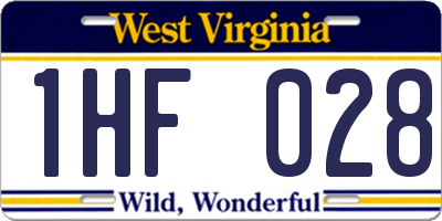 WV license plate 1HF028