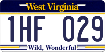 WV license plate 1HF029
