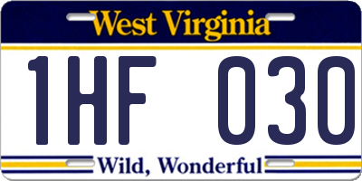 WV license plate 1HF030
