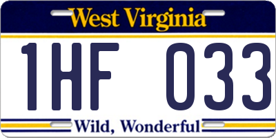 WV license plate 1HF033