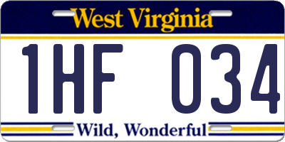 WV license plate 1HF034