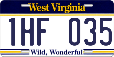 WV license plate 1HF035