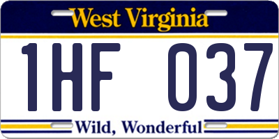 WV license plate 1HF037