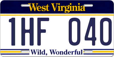WV license plate 1HF040