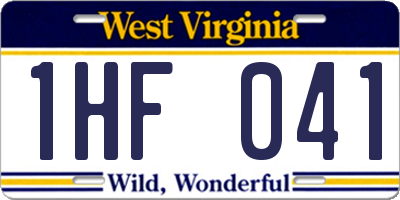 WV license plate 1HF041