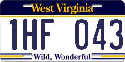 WV license plate 1HF043