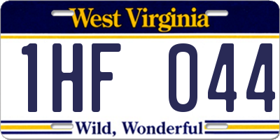 WV license plate 1HF044