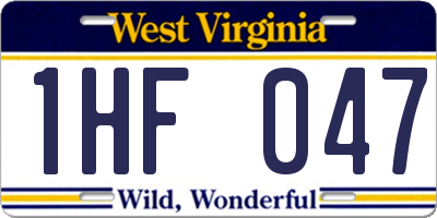 WV license plate 1HF047