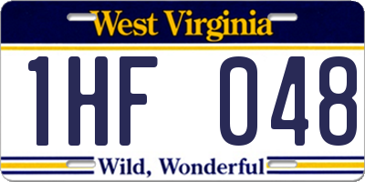 WV license plate 1HF048