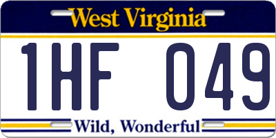 WV license plate 1HF049