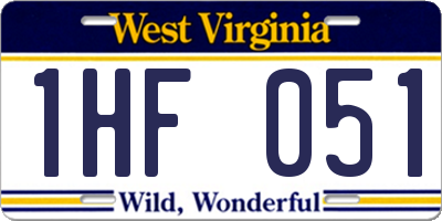 WV license plate 1HF051