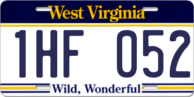 WV license plate 1HF052